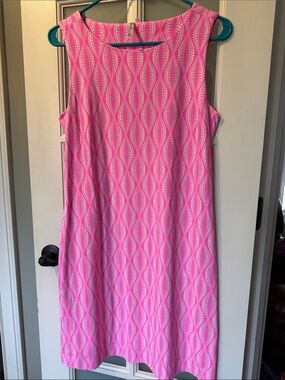 Lulu-B Hot Pink & White Sleeveless Midi Shift Dress
